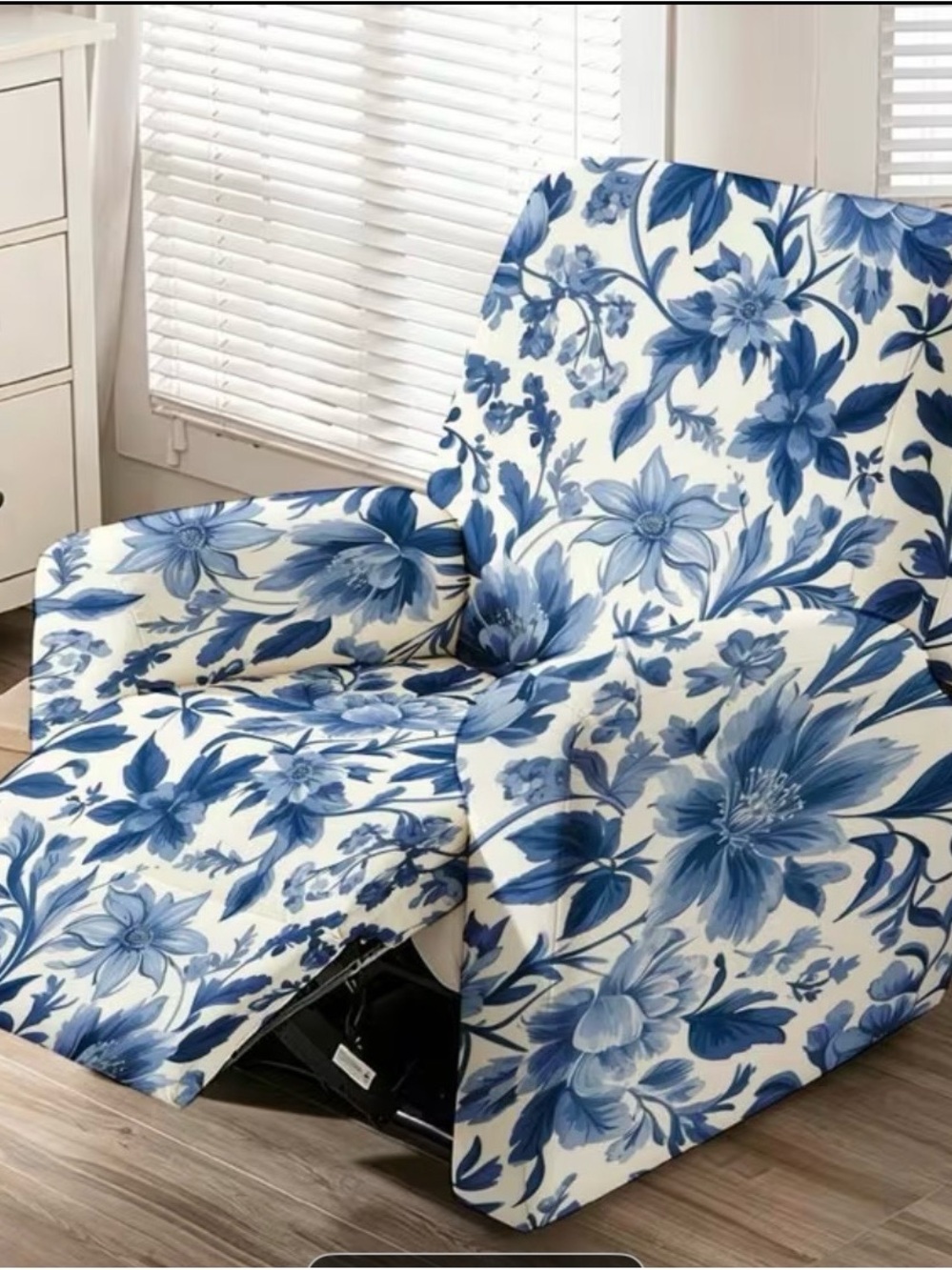 Blue Floral Recliner Slipcover. Brand new in package. 4 pcs